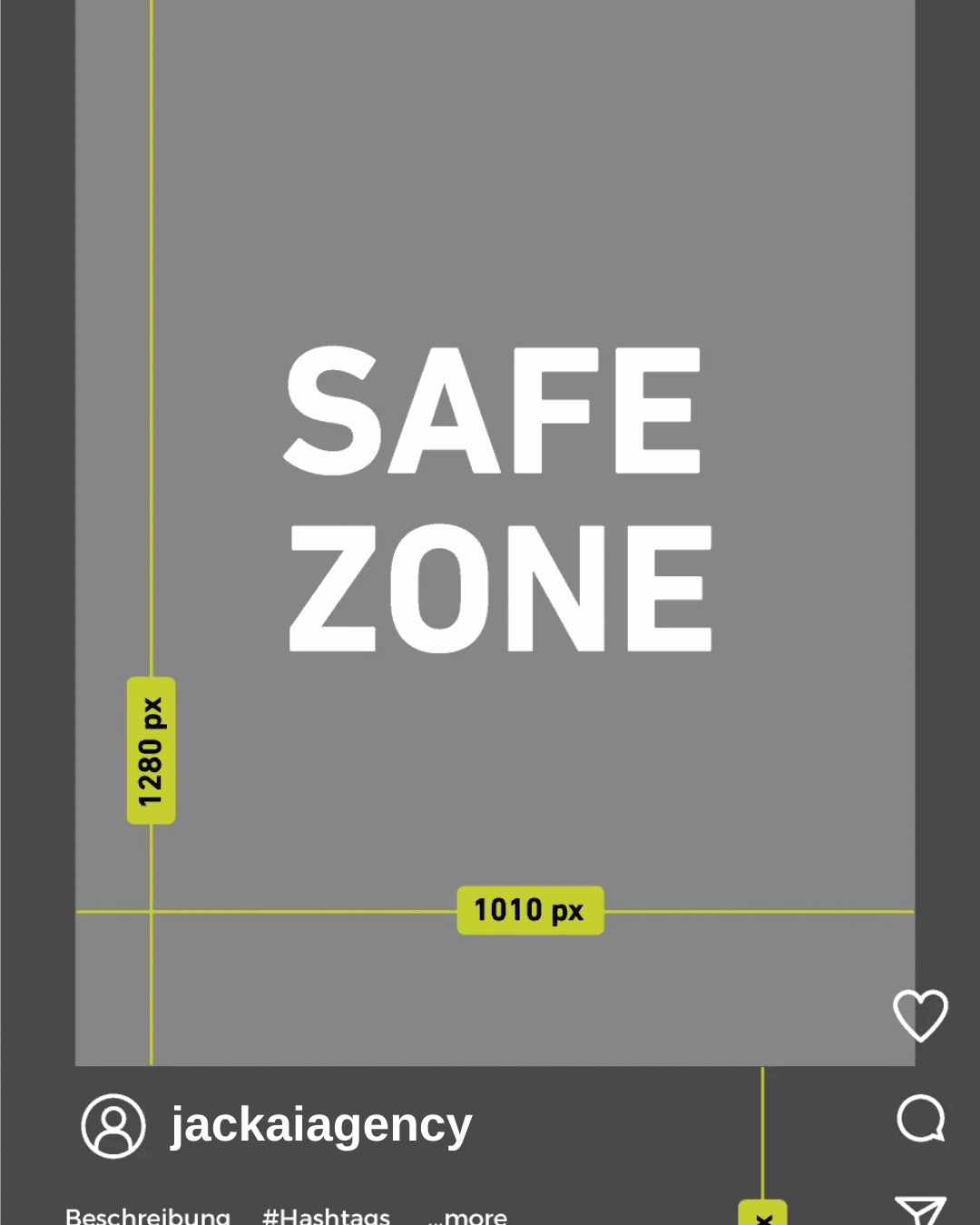Free Instagram Reels Dimensions Guide that displays the safe areas to crop your Instagram Reels
