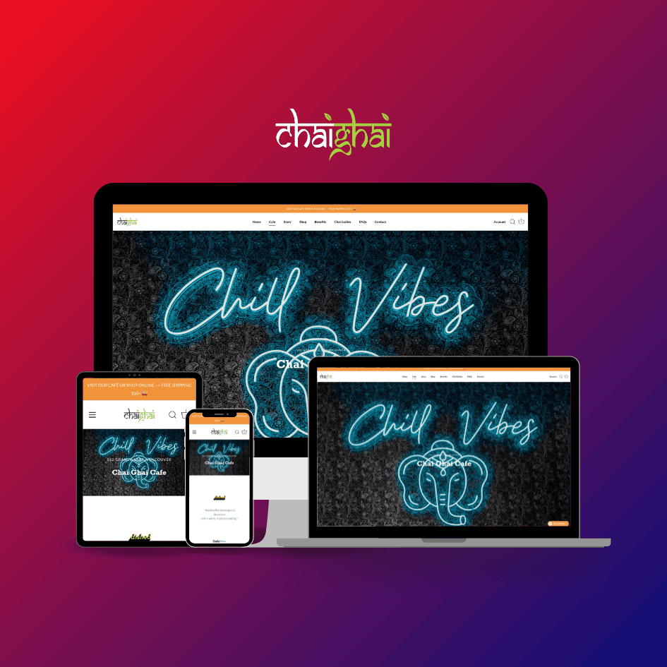 Jackai Agency's custom-designed landing page for Chai Ghai's Cafe in Vancouver.
