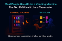 Infographic comparing AI usage as a vending machine vs a creative teammate