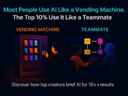 Infographic comparing AI usage as a vending machine vs a creative teammate