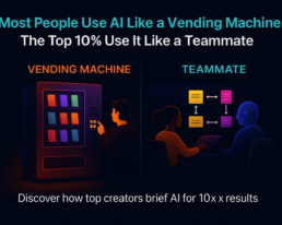 Infographic comparing AI usage as a vending machine vs a creative teammate