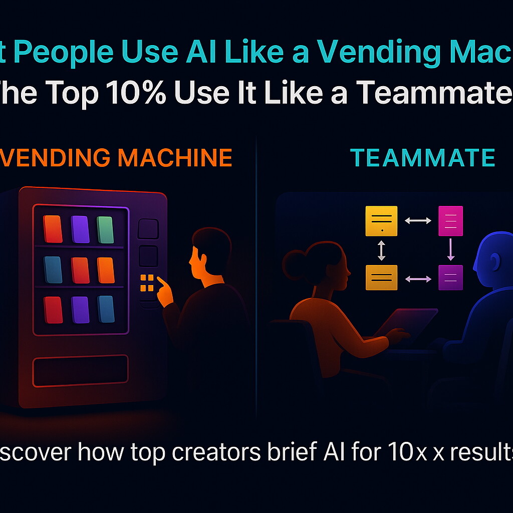 Infographic comparing AI usage as a vending machine vs a creative teammate