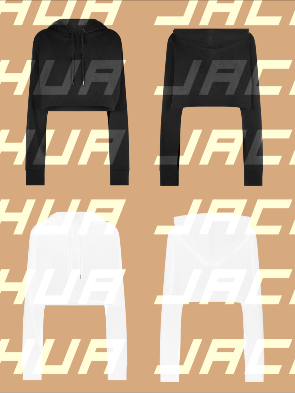 Black White Crop Hoodie Photoshop Template uai