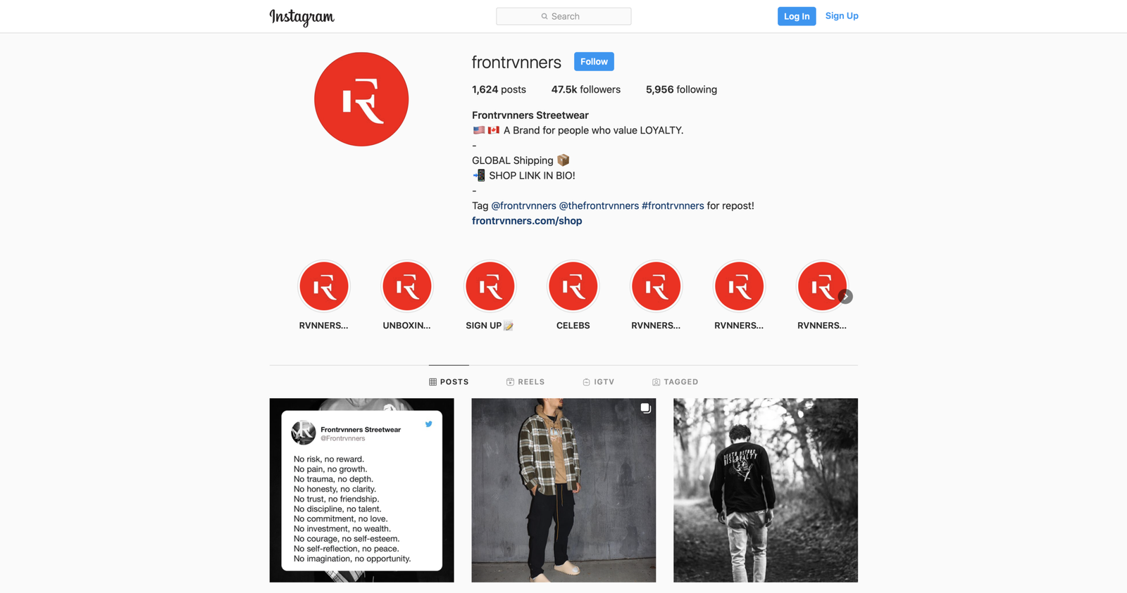Jackai Agency Blog - HOW TO GROW YOUR STREETWEAR CLOTHING BRAND ON INSTAGRAM - Frontrvnners Streetwear Instagram Page