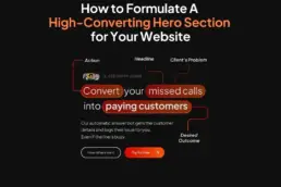 Guide on creating a high-converting hero section for websites with emphasis on action, headline, client's problem, and desired outcome.