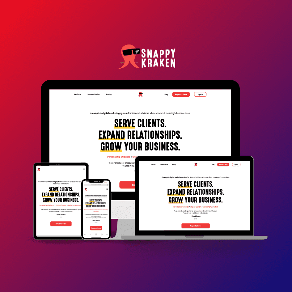 Snappy Kraken B2B website redesign shown across devices