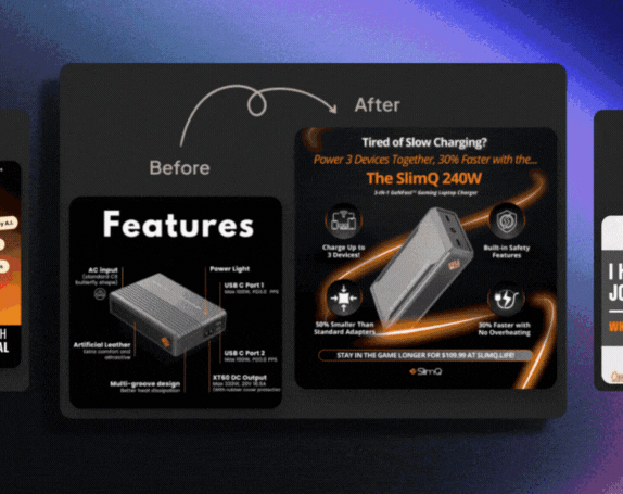 Ecommerce product ad redesign before and after comparison