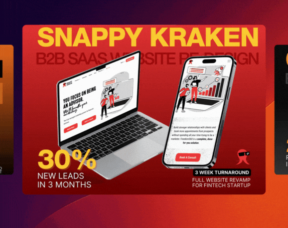 Snappy Kraken B2B SaaS website redesign before and after