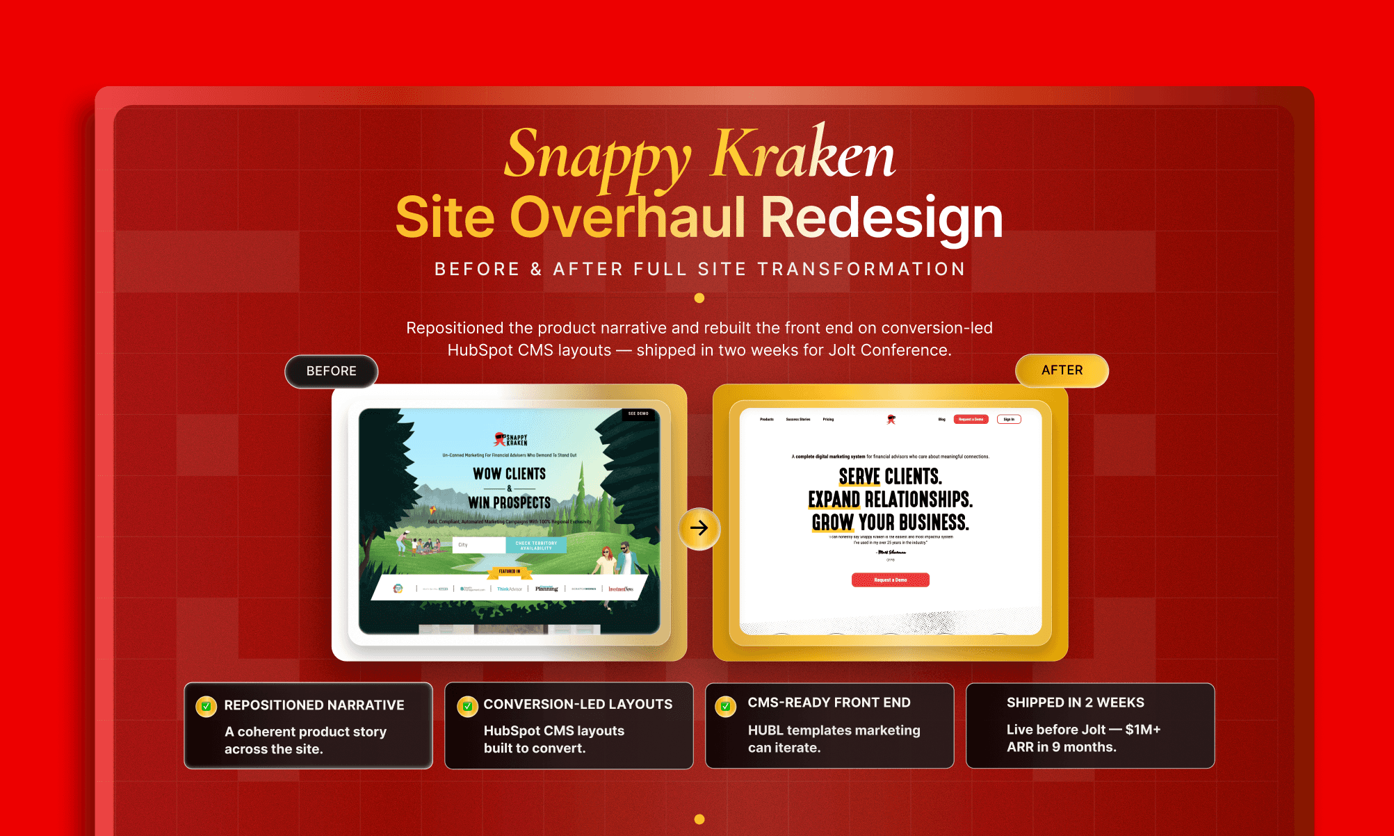 Snappy Kraken site overhaul before and after