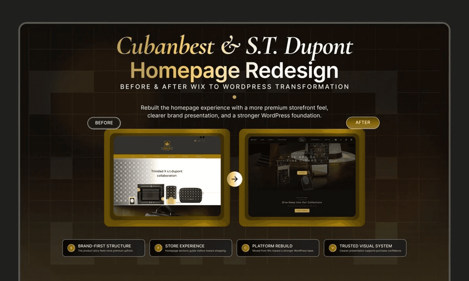 S.T. Dupont Vancouver homepage redesign before and after