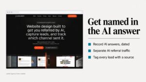Generative engine optimization graphic over a Jackai Agency AI answer check screenshot with competitor names hidden