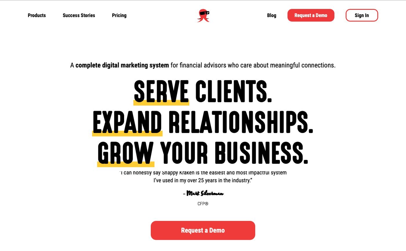 the Snappy Kraken homepage I rebuilt on HubSpot CMS, live in 3 weeks