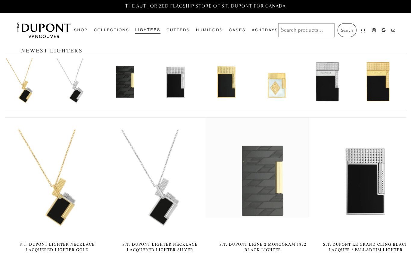 How Do You Redesign a Website Without Losing SEO? 3 The S.T. Dupont Vancouver shop page after the move to WooCommerce