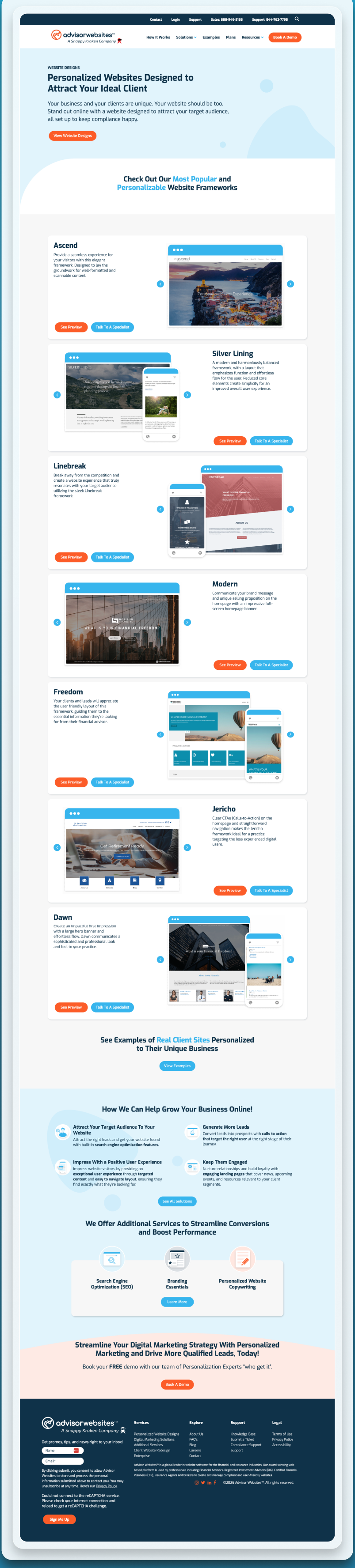 After: a personalized page naming the partner audience it was built for.