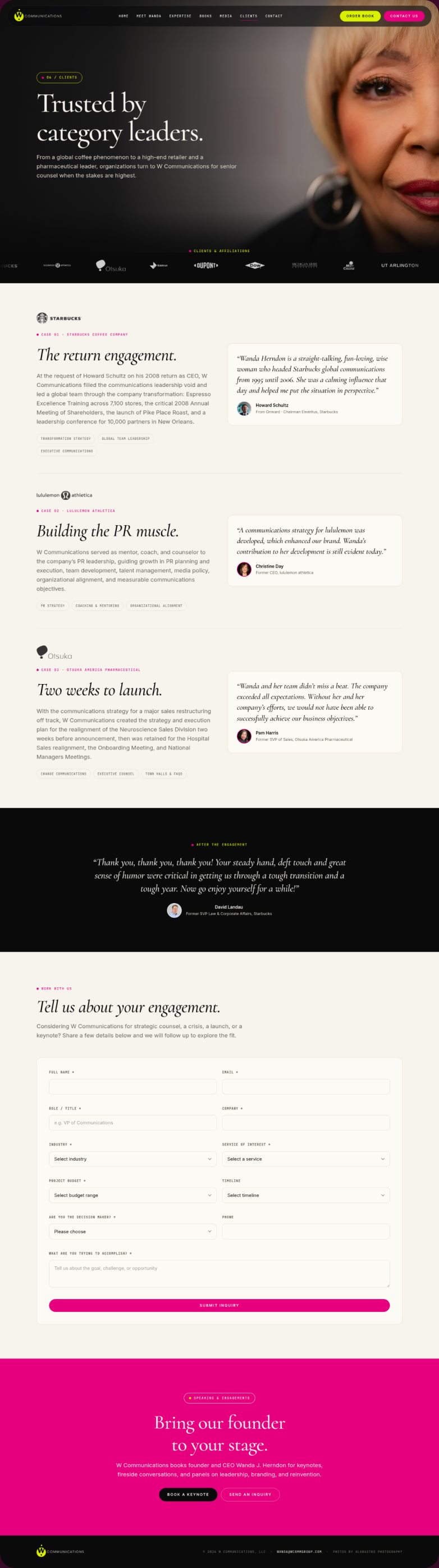 After: a client page that states what the work was for each name shown.