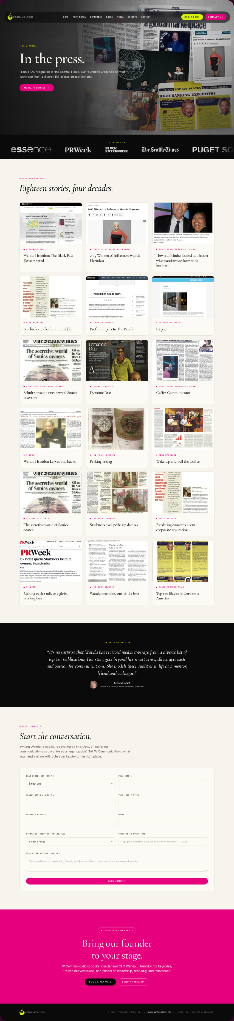 After: a media page a producer can use without sending an email first.