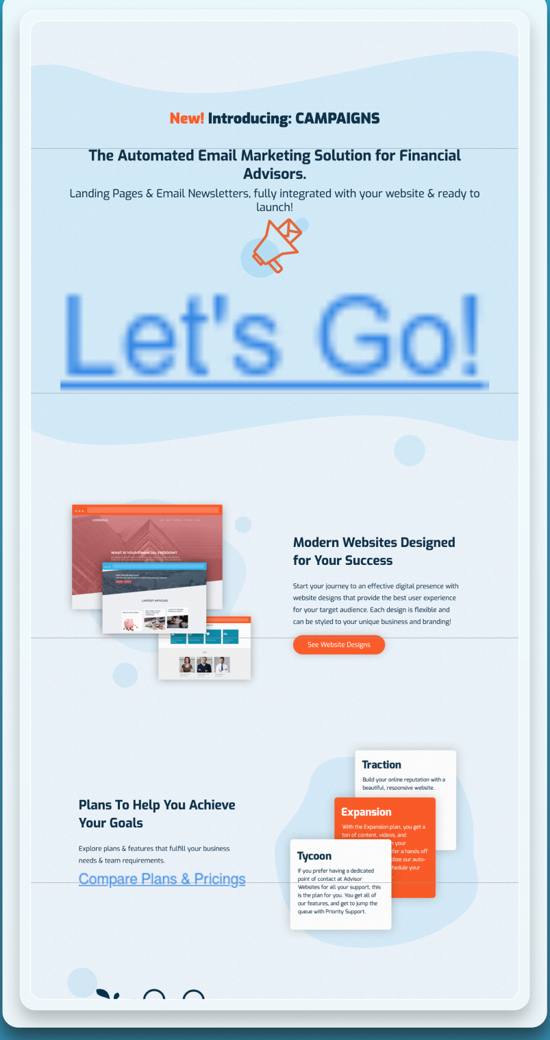 Before: a homepage with several competing actions and no route back to the session the visitor came from.