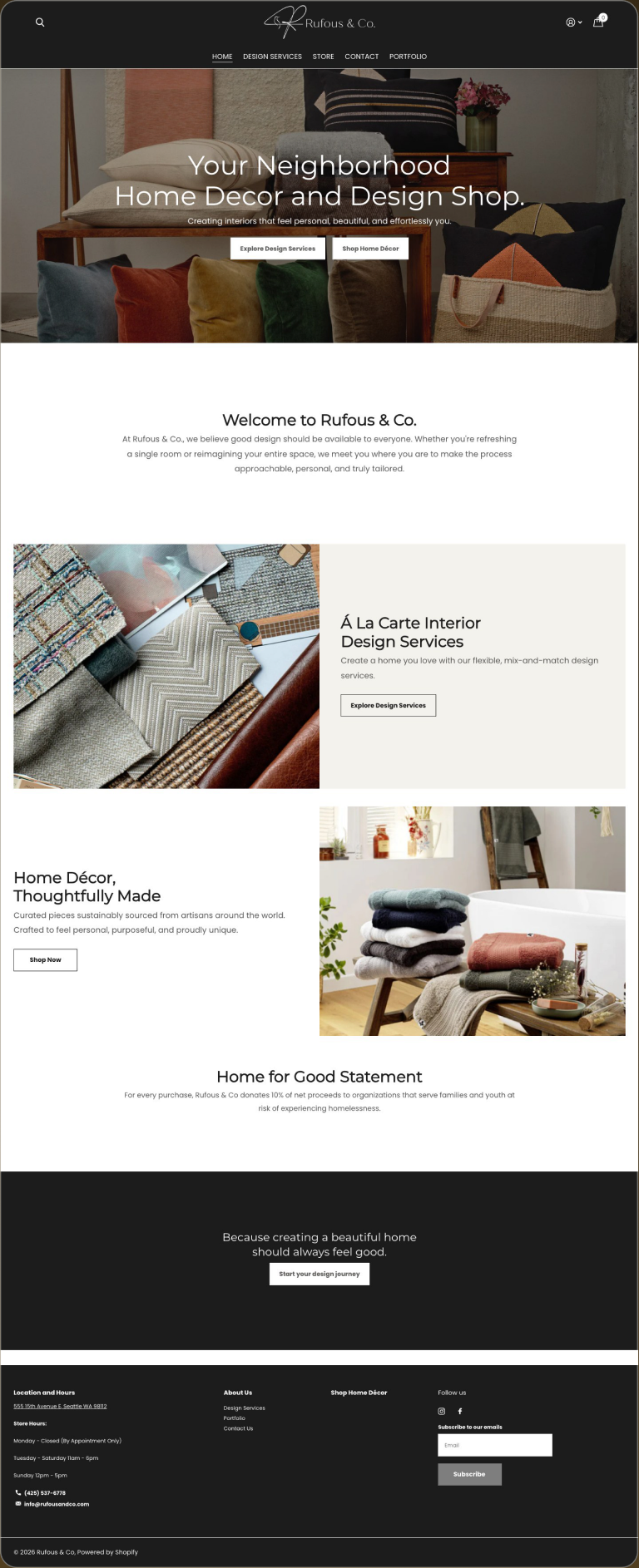 Before: 1 homepage serving services and store with a single blended message.
