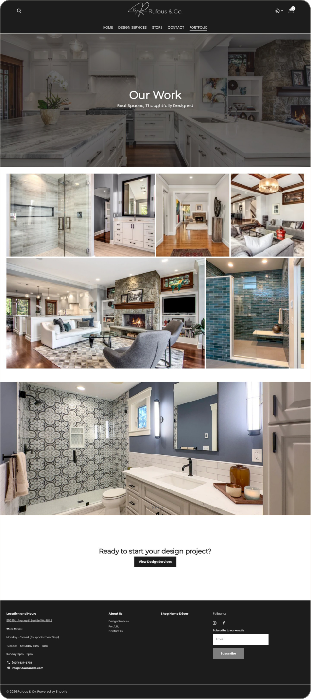 Before: a portfolio arranged for the studio, where the proof takes several clicks to reach.