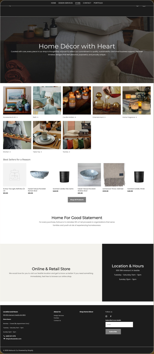 Before: a storefront visually detached from the studio site.