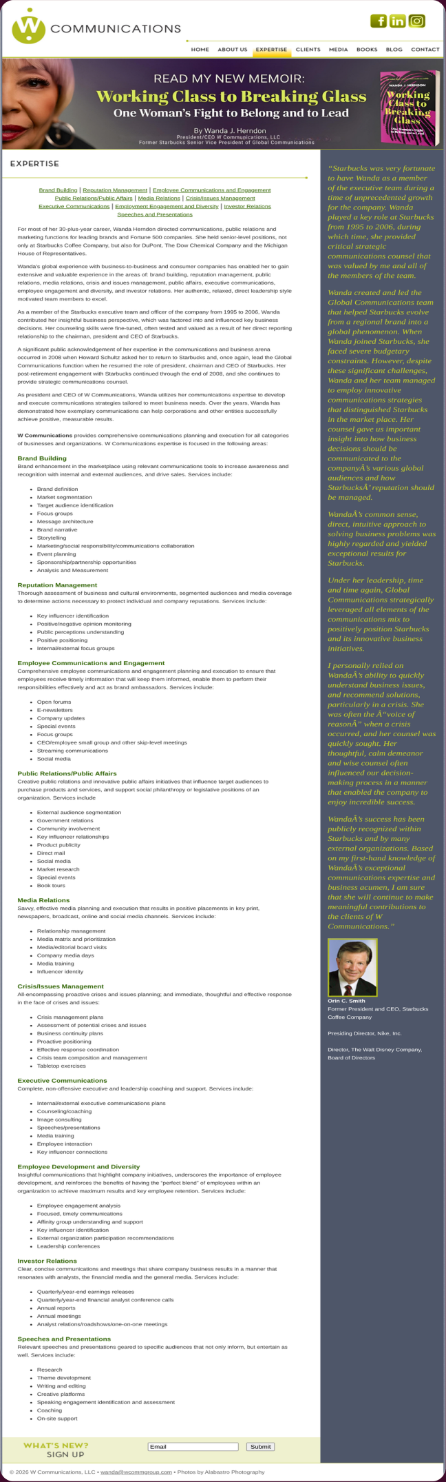 Before: expertise described in prose, with the topics implied rather than listed.