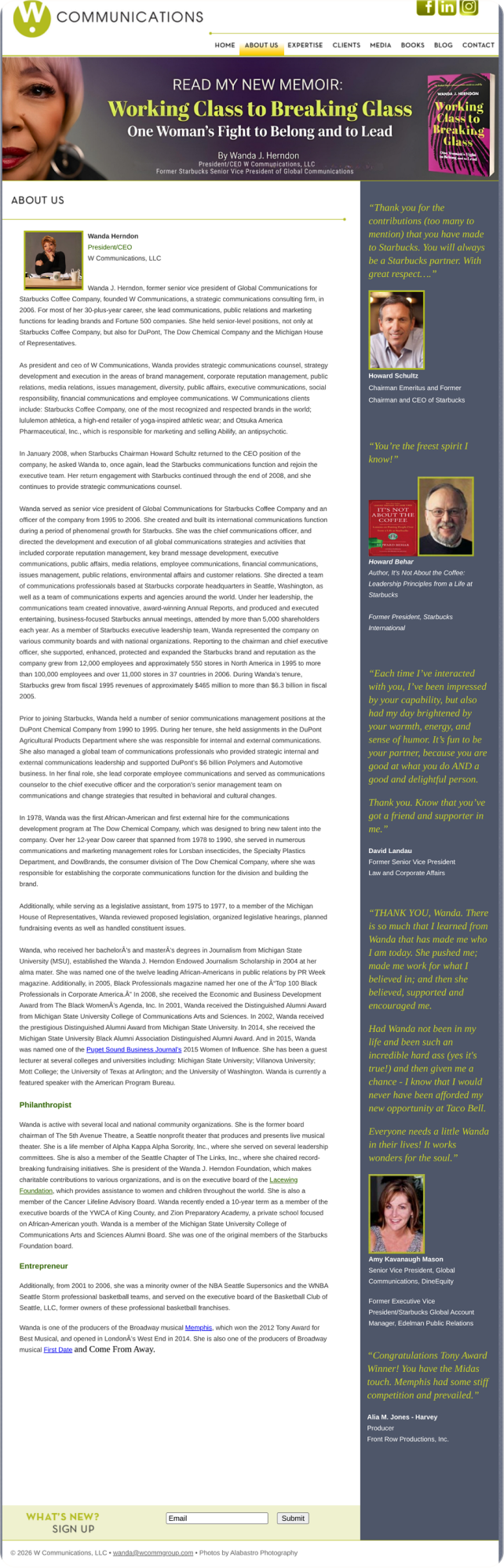 Before: a biography page where the credential sits below several paragraphs of narrative.