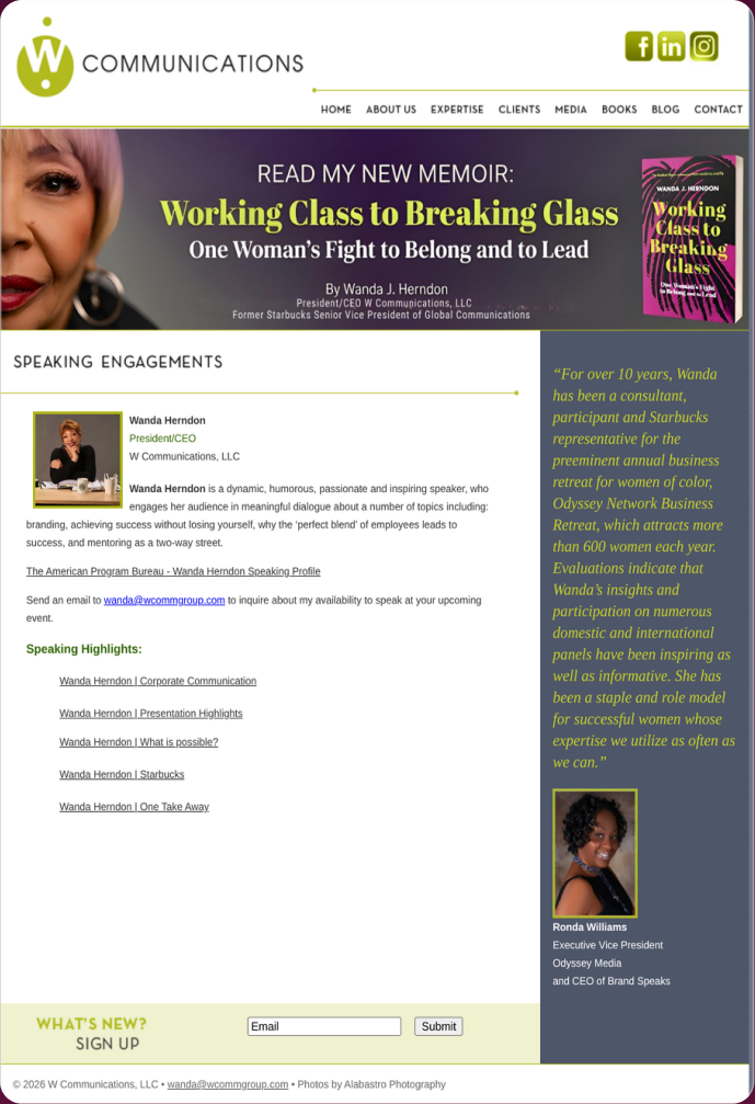 Before: a speaking page without formats, topics or audience.