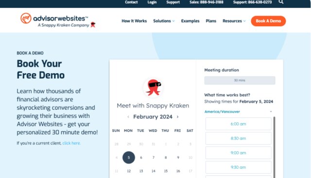 After: Advisor Websites, booking page