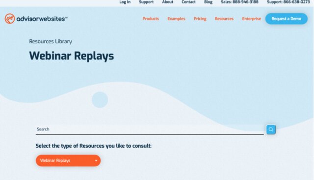 Before: Advisor Websites, webinar library